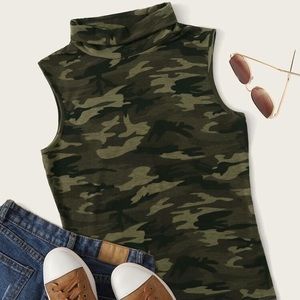 camo turtleneck tank top